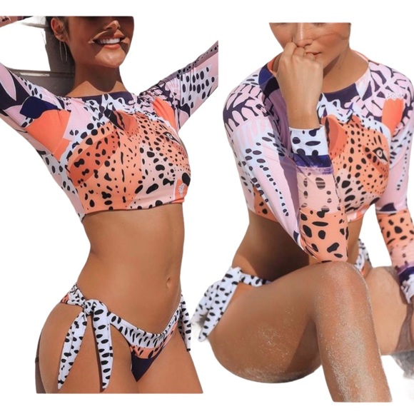 New! Long sleeve wildcat printed  bikini - Picture 5 of 12